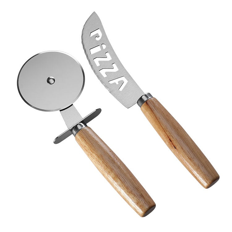 Kit Cortador De Pizza Em Inox Cabo Madeira - Verona Decor - VERONA DECOR