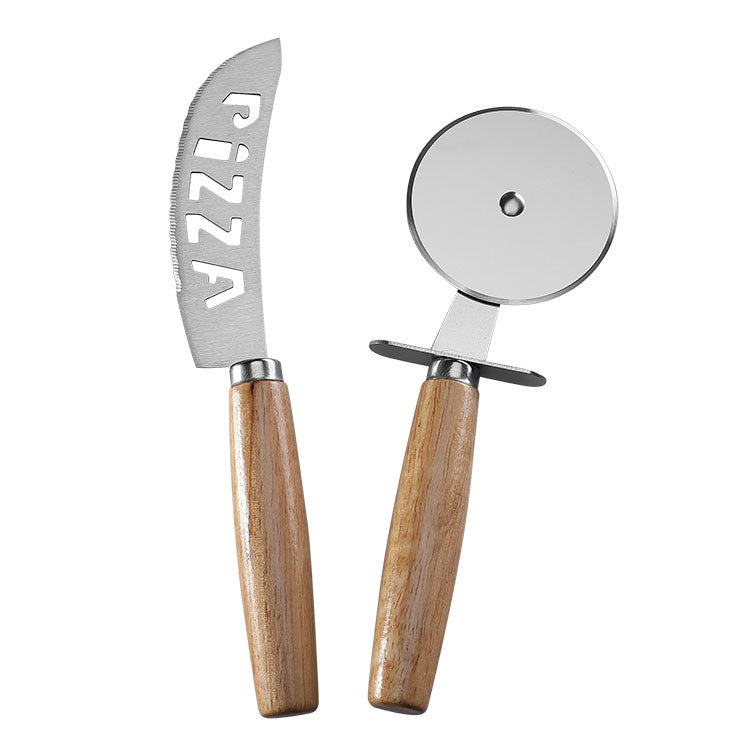 Kit Cortador De Pizza Em Inox Cabo Madeira - Verona Decor - VERONA DECOR
