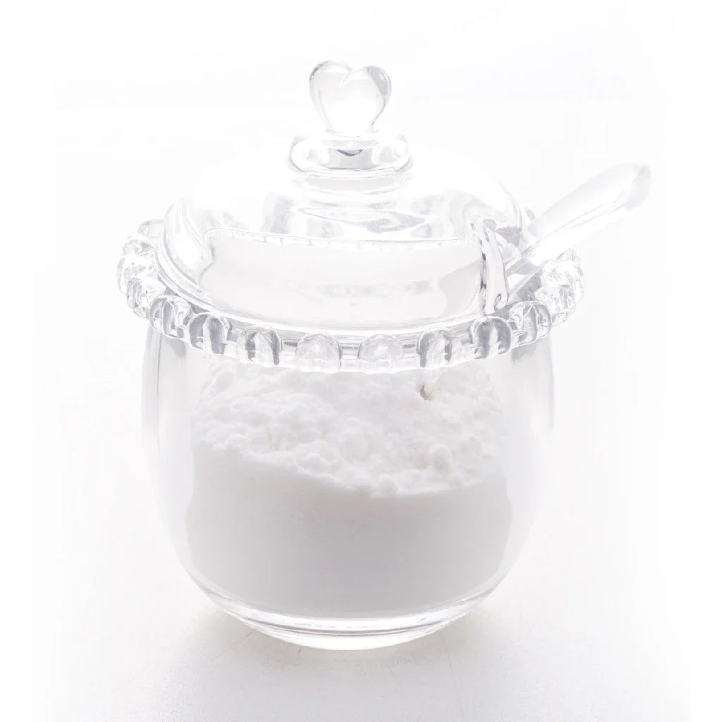 Açucareiro de Cristal 200ml – Design Coração com Tampa e Colher Transparente - Verona Decor - VERONA DECOR