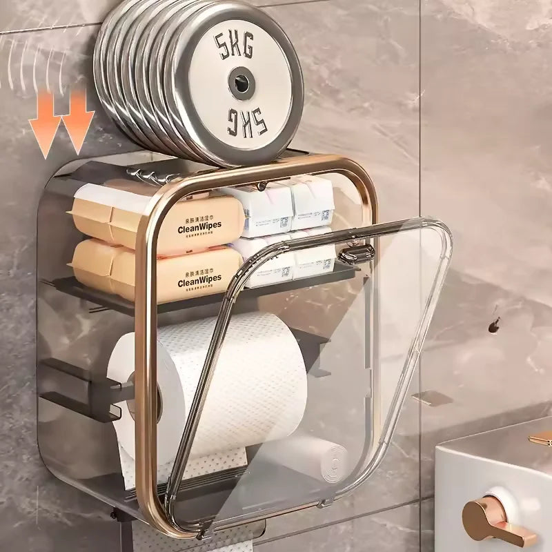 Caixa Box Porta Papel Higiênico Dispenser Organizador Banheiro Trava Magnética Suporte Celular - Verona Decor - VERONA DECOR