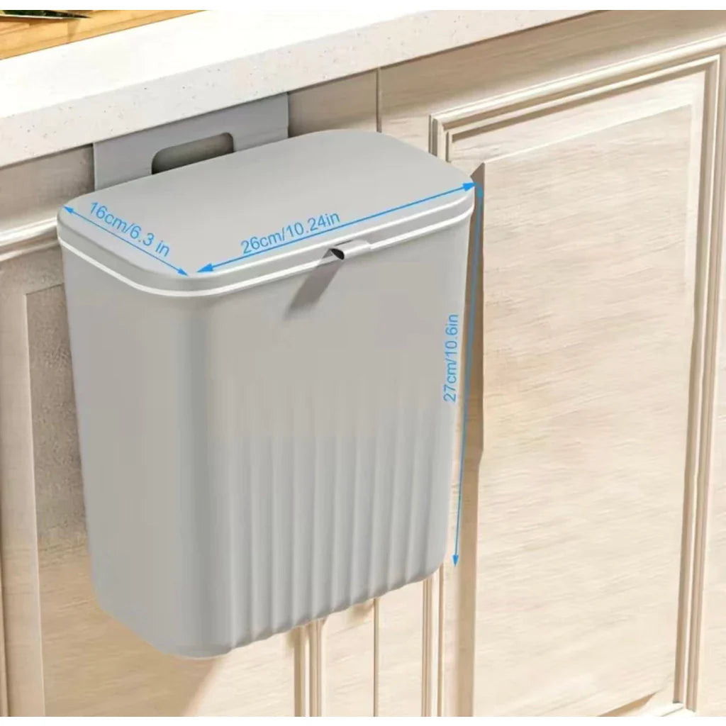Lixeira Suspensa 9L com Tampa e Suporte – Para Cozinha e Banheiro - Verona Decor - VERONA DECOR