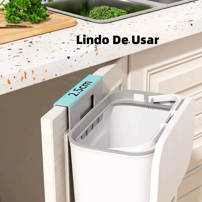 Lixeira Suspensa 9L com Tampa e Suporte – Para Cozinha e Banheiro - Verona Decor - VERONA DECOR