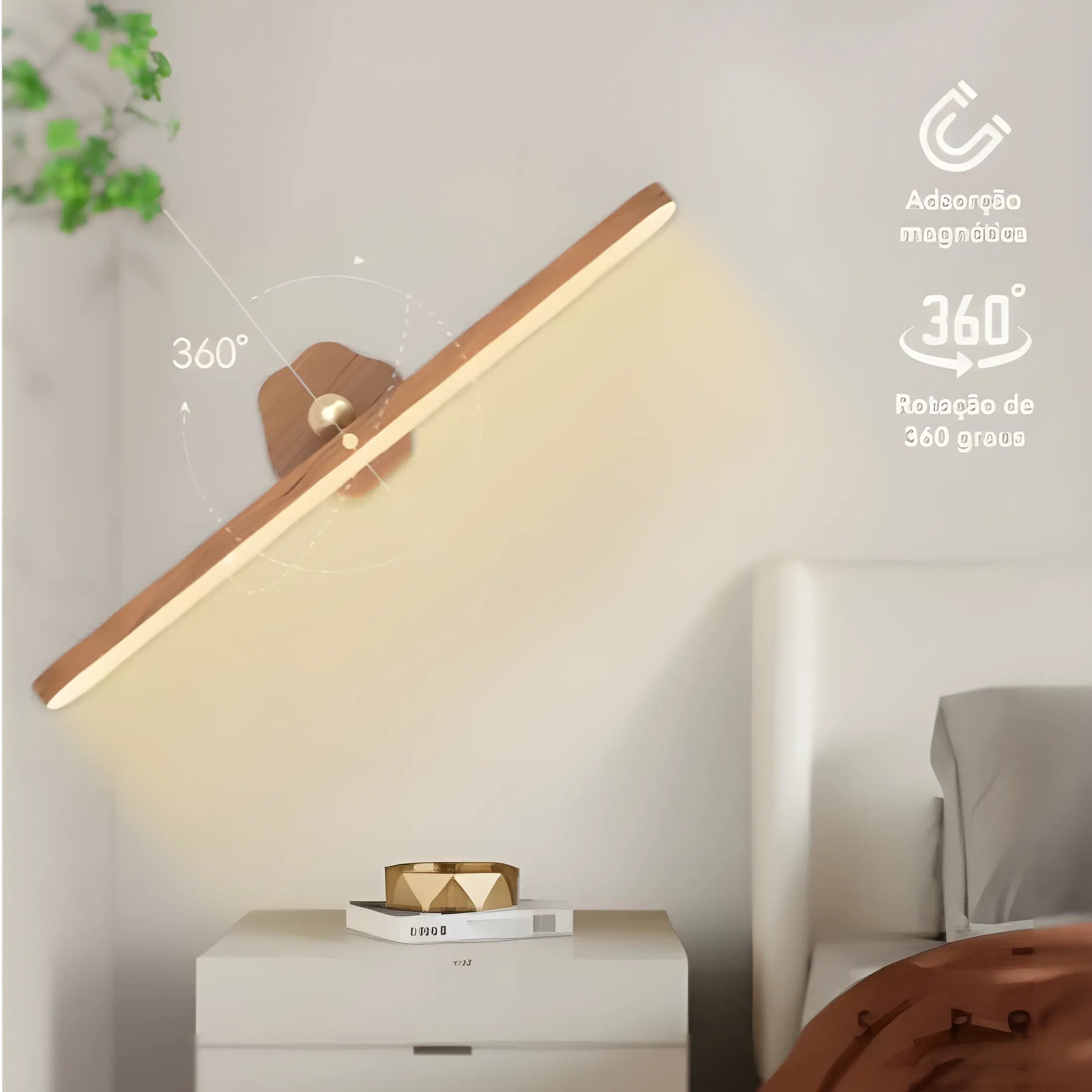 Luminária de Cabeceira Portátil USB Recarregável com Base Magnética - VERONA DECOR