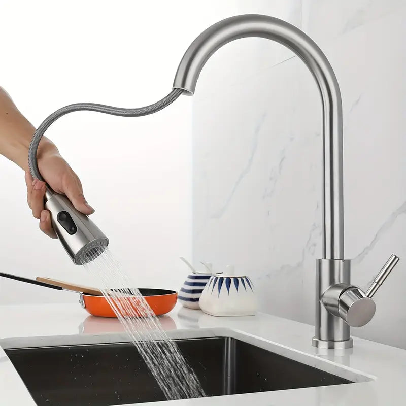 Torneira Gourmet Pia Cozinha Com Extensor Flexível Misturador Monocomando Spray Arejador Articulado Inox - VERONA DECOR
