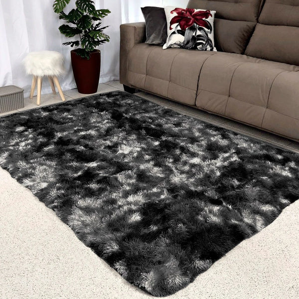 Tapete Para Sala 1,50 x 1,00 Preto Mesclado - Verona Decor