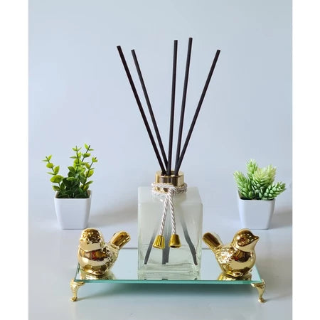 Aromatizador de Ambiente Cubo Branco Degradê e Dourado - Verona Decor