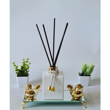 Aromatizador de Ambiente Cubo Branco e Dourado - Verona Decor