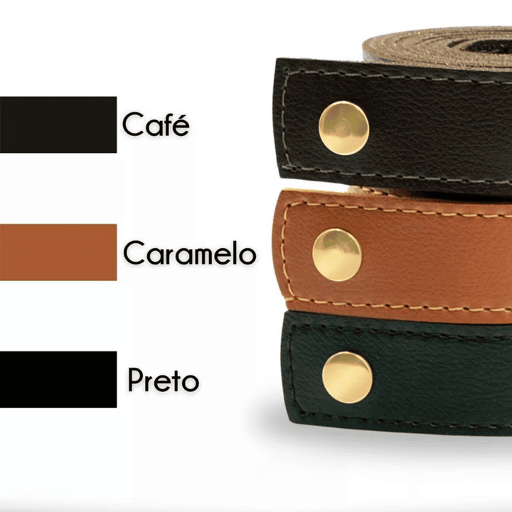 Espelho Redondo Adnet Couro Com Alça + Suporte 60cm - Verona Decor - VERONA DECOR