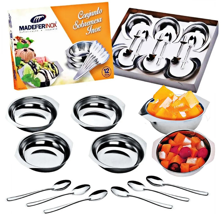 Conjunto Sobremesa 12 Peças em Aço Inox – Sirva com Elegância e Durabilidade - VERONA DECOR