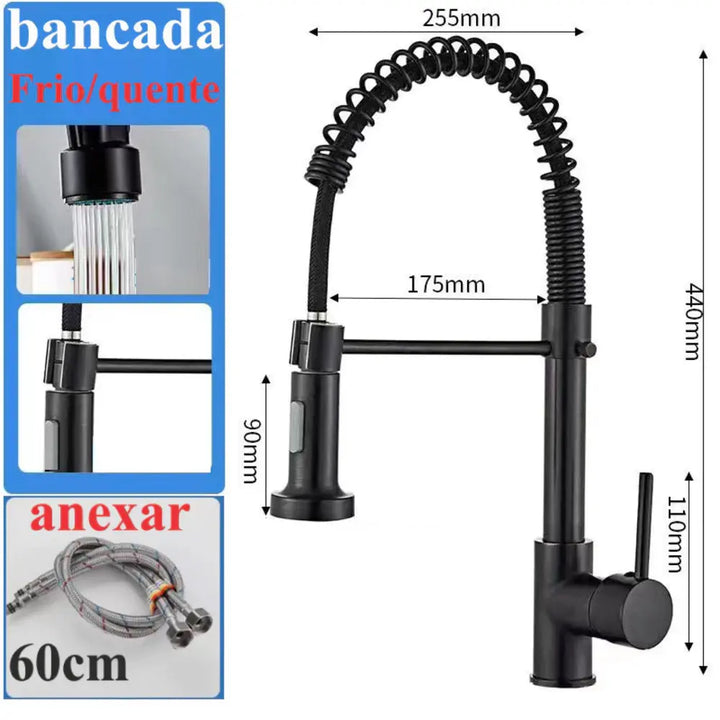Torneira Gourmet com Chuveiro 360° - Sofisticação e Praticidade para Sua Cozinha - Verona Decor - VERONA DECOR