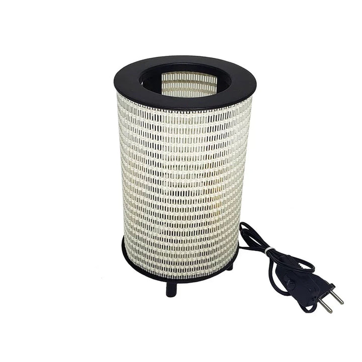 Abajur Luminária Cilindrico Cúpula Madeira E Fibra - VERONA DECOR