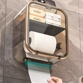 Caixa Box Porta Papel Higiênico Dispenser Organizador Banheiro Trava Magnética Suporte Celular - Verona Decor - VERONA DECOR