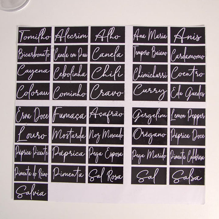 10 Potes de Vidro para Temperos 200ml + 42 Adesivos - Verona Decor - VERONA DECOR