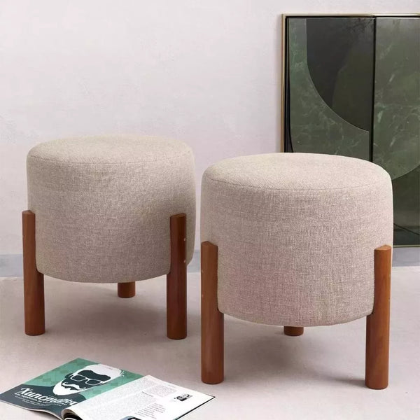 [LEVE 2 PAGUE 1] Puffs Para Sala Linho Bege - Verona Decor