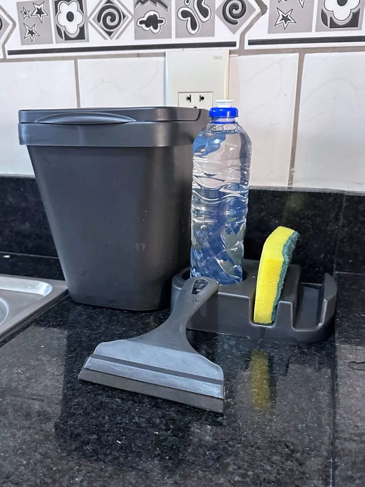 Kit Pia Porta Detergente, Rodinho de Pia + Lixeira de BRINDE - Verona Decor - VERONA DECOR