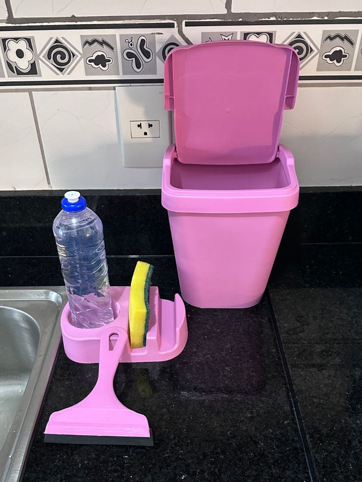 Kit Pia Porta Detergente, Rodinho de Pia + Lixeira de BRINDE - Verona Decor - VERONA DECOR