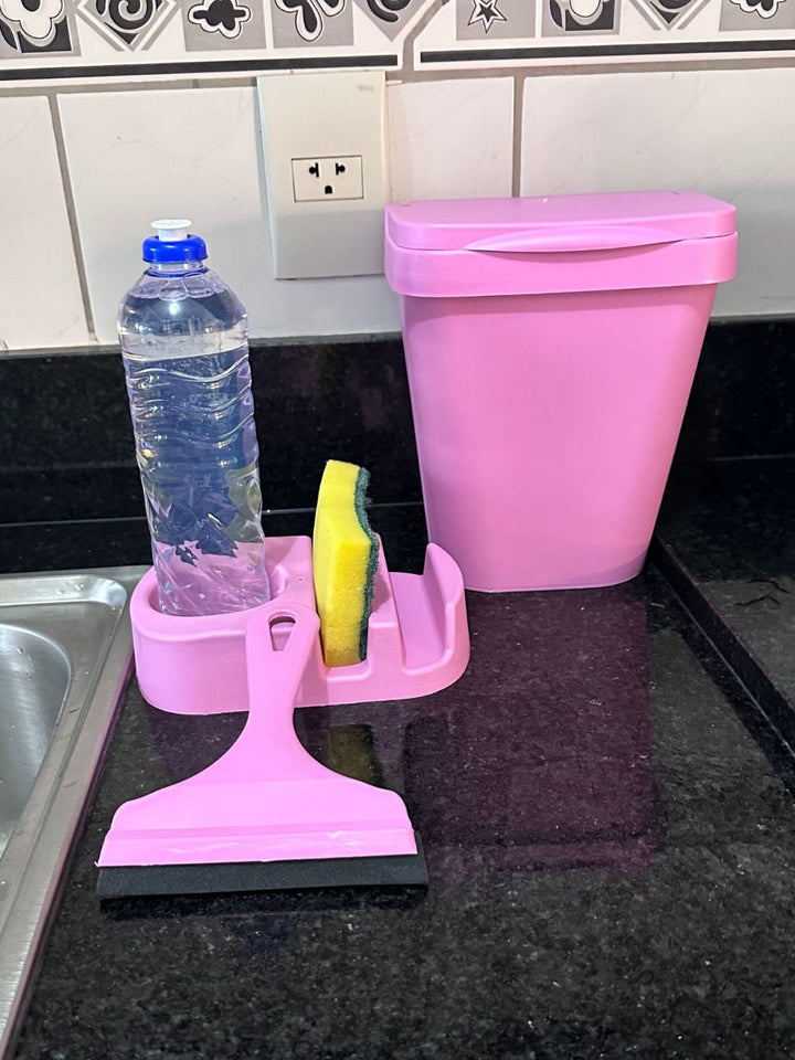 Kit Pia Porta Detergente, Rodinho de Pia + Lixeira de BRINDE - Verona Decor - VERONA DECOR