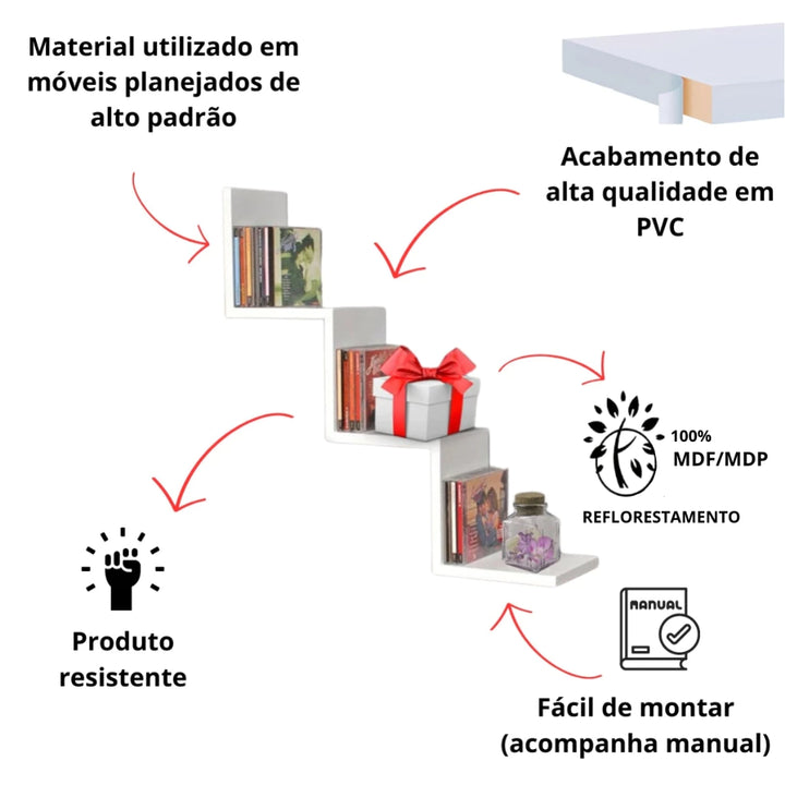 Nicho Prateleira em W - Verona Decor - VERONA DECOR