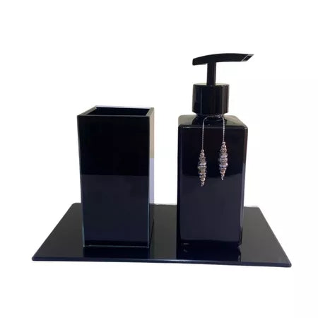 Porta Escova de Dente Preto Lux Essence - Verona Decor