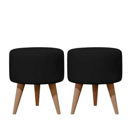 [PAGUE 1 LEVE 2] Puff Redondo Preto - Verona Decor