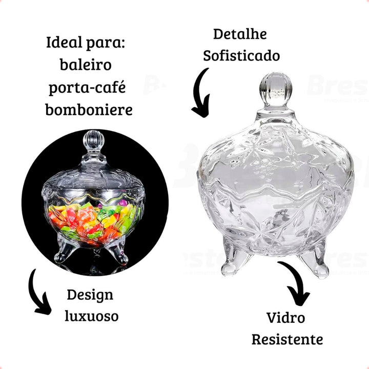 Bomboniere Vidro Luxo Decorativo 560ml - Verona Decor - VERONA DECOR