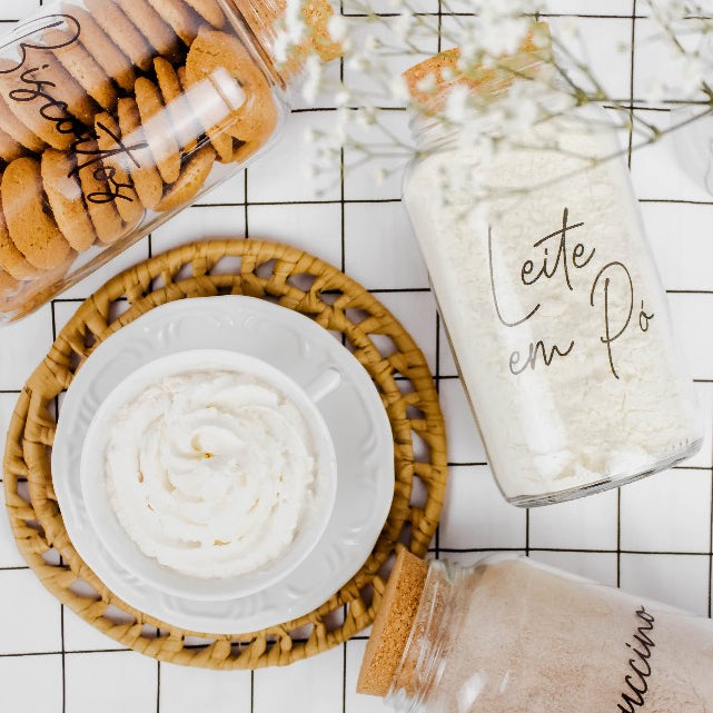 CoffeVibe: Kit Organizador de Vidro e Tampas de Cortiça-810ML - COMPRE E LEVE MAIS - Verona Decor - VERONA DECOR