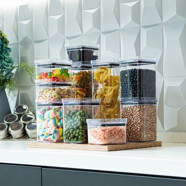 Potes Herméticos Empilháveis em Acrílico com Vedação – Verona Decor