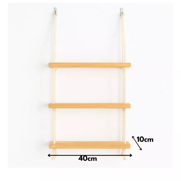 Prateleira Suspensa com Cordas 3 Andares - Verona Decor