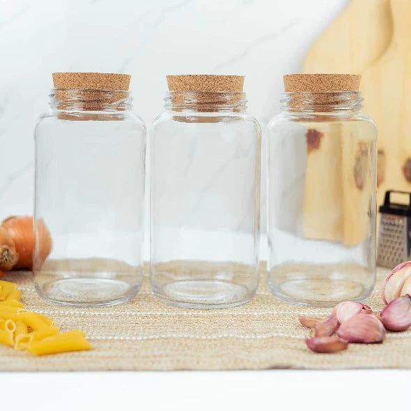 CoffeVibe: Kit Organizador de Vidro e Tampas de Cortiça-810ML - COMPRE E LEVE MAIS - Verona Decor - VERONA DECOR