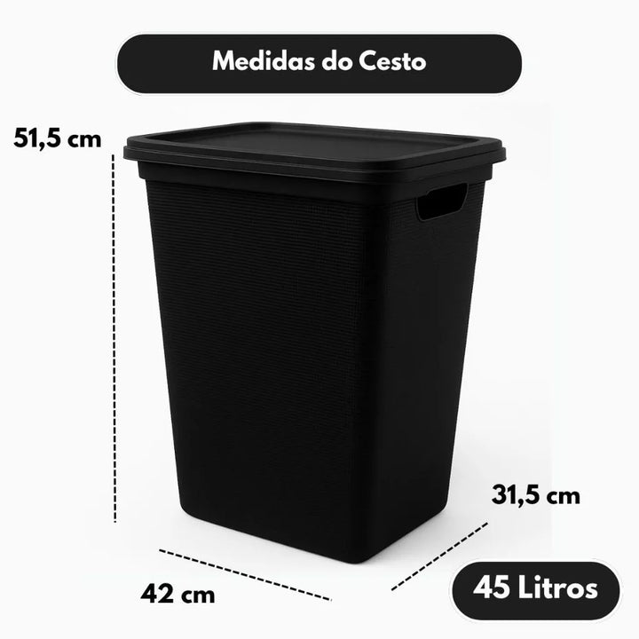 Cesto de Roupas 45L com Tampa - Verona Decor - VERONA DECOR