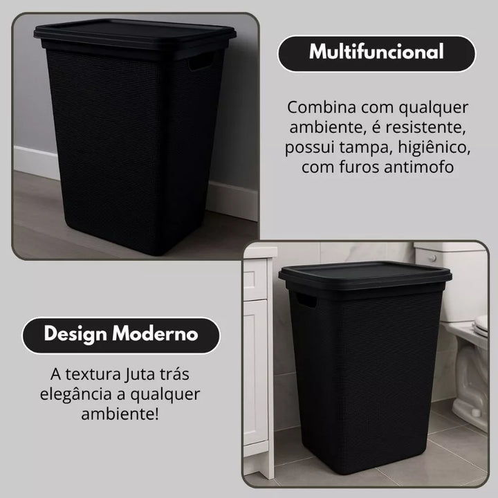 Cesto de Roupas 45L com Tampa - Verona Decor - VERONA DECOR