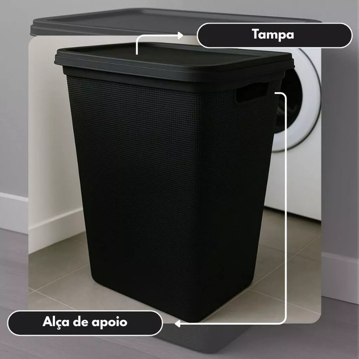 Cesto de Roupas 45L com Tampa - Verona Decor - VERONA DECOR