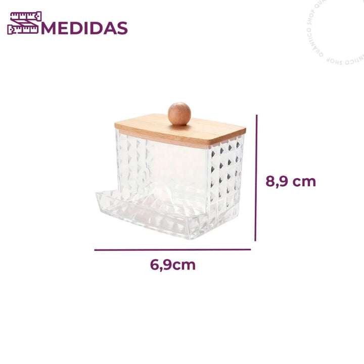 Kit Organizador 3 Peças com Tampa de Bambu – Porta Algodão, Cotonete e Multiuso - Verona Decor - VERONA DECOR
