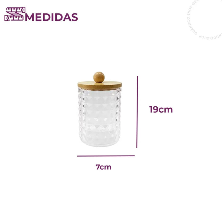 Kit Organizador 3 Peças com Tampa de Bambu – Porta Algodão, Cotonete e Multiuso - Verona Decor - VERONA DECOR