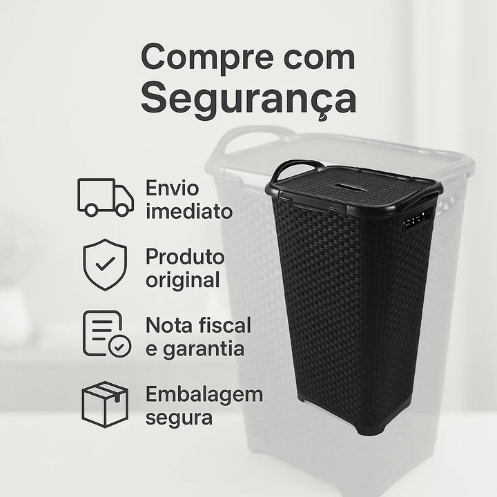 Cesto de Roupas 50L com Tampa - Verona Decor - VERONA DECOR