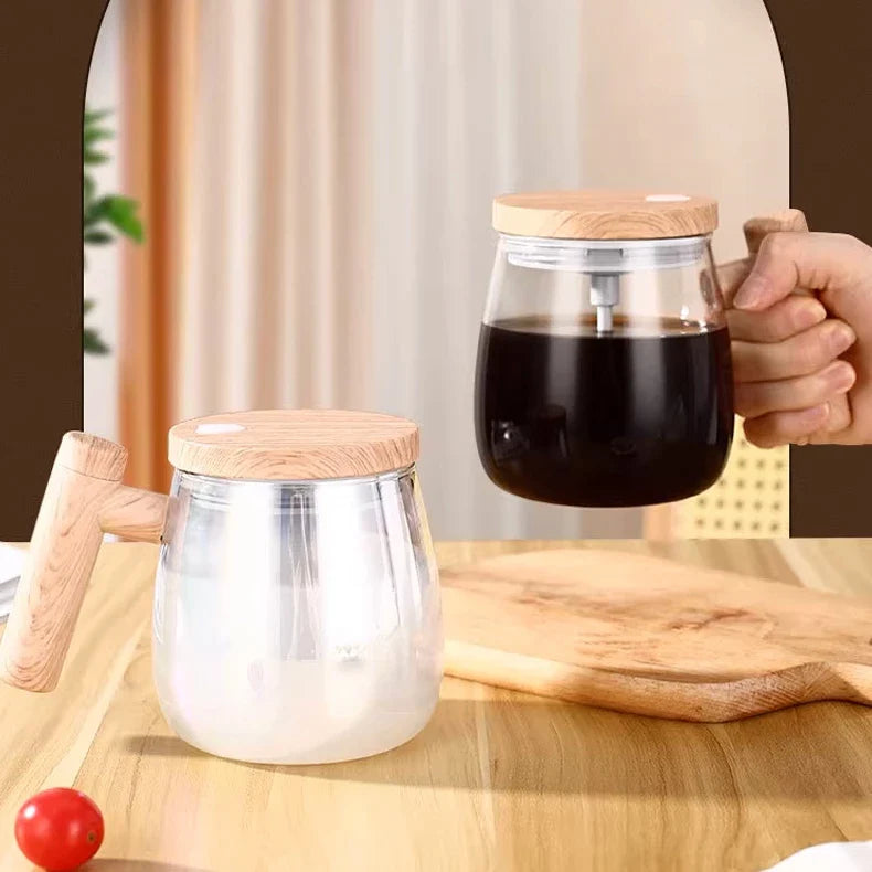 Caneca Elétrica de Mistura Automática Com Cabo De Madeira 400ml - Verona Decor - VERONA DECOR