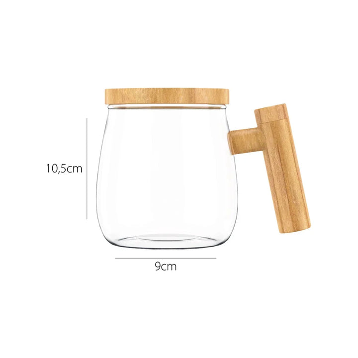 Caneca Elétrica de Mistura Automática Com Cabo De Madeira 400ml - Verona Decor - VERONA DECOR