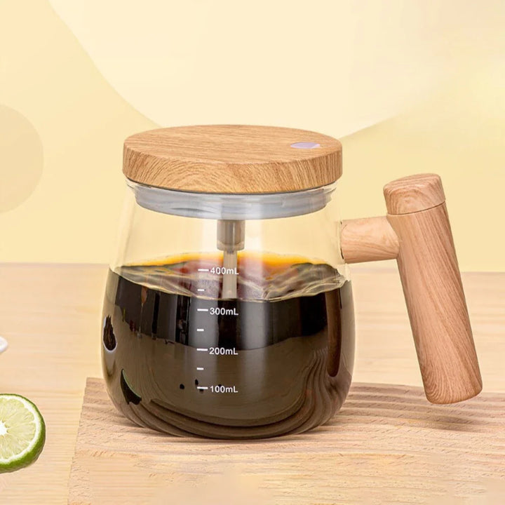 Caneca Elétrica de Mistura Automática Com Cabo De Madeira 400ml - Verona Decor - VERONA DECOR