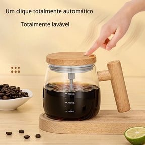 Caneca Elétrica de Mistura Automática Com Cabo De Madeira 400ml - Verona Decor - VERONA DECOR