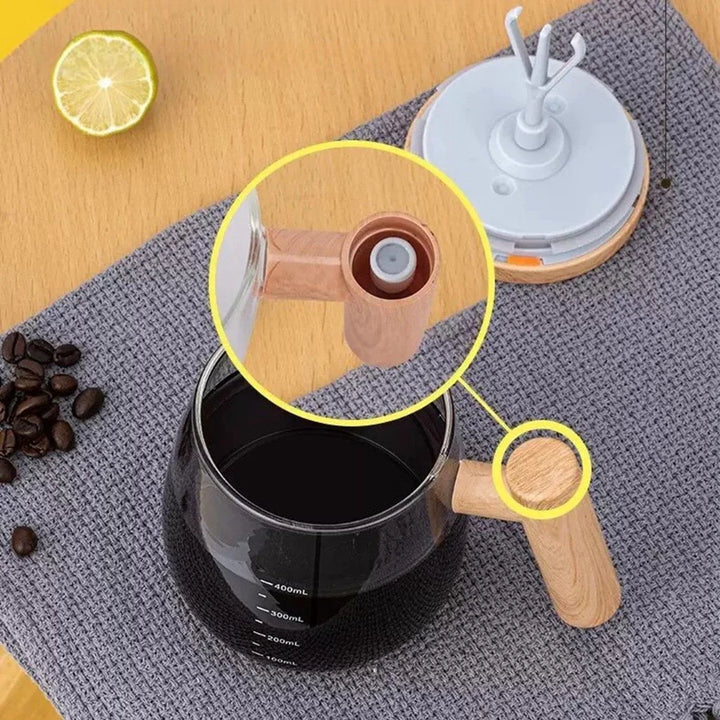 Caneca Elétrica de Mistura Automática Com Cabo De Madeira 400ml - Verona Decor - VERONA DECOR