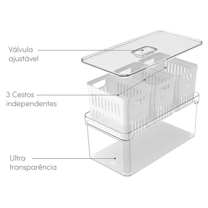 Organizador ClearFresh 5L – Kit com 3 Cestos Naturais - Verona Decor - VERONA DECOR