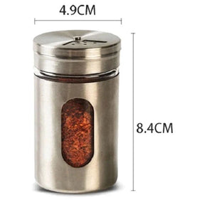 Kit 6 Porta Condimentos em Aço Inox e Vidro - Verona Decor - VERONA DECOR