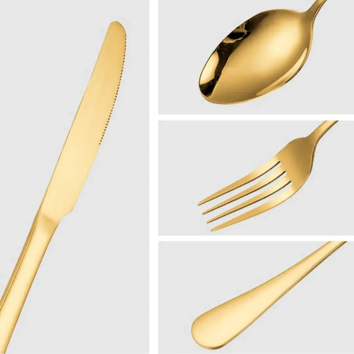 Conjunto 18 Peças Talheres Ouro De Aço Inox - Verona Decor - VERONA DECOR