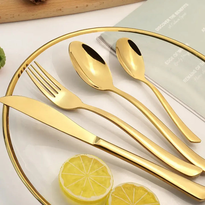 Conjunto 18 Peças Talheres Ouro De Aço Inox - Verona Decor - VERONA DECOR