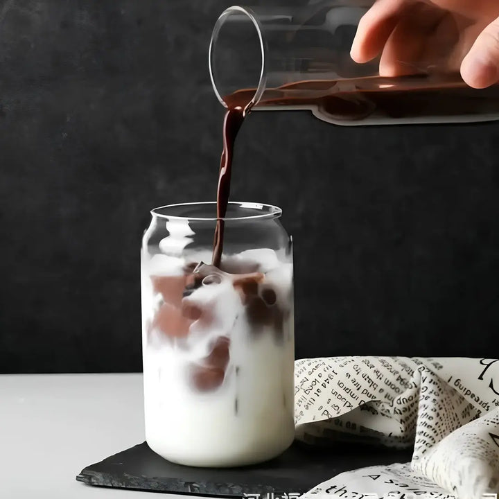 Copo de Vidro 500ml com Tampa de Bambu e Canudo Inox - Verona Decor - VERONA DECOR