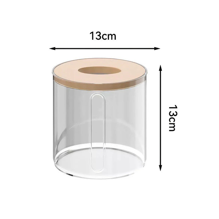 Porta Papel Higienico Luxo Transparente Com Tampa De Bambu - Verona Decor - VERONA DECOR