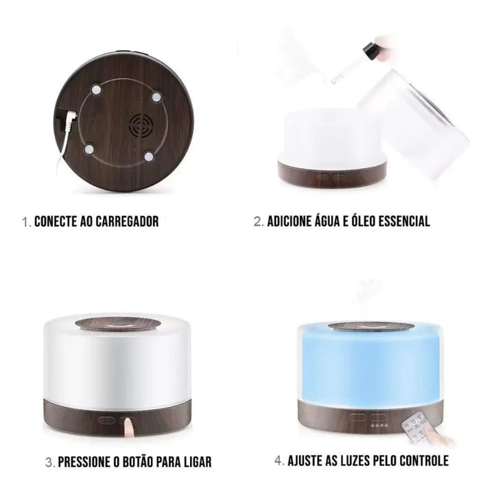 Difusor de Aromas AirGlow – Umidificador Ultrassônico 500ml - Verona Decor - VERONA DECOR