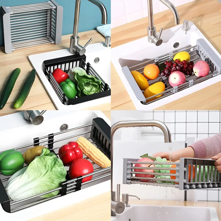 Escorredor de Pia em Inox Ajustável Multiuso -  Verona Decor - VERONA DECOR