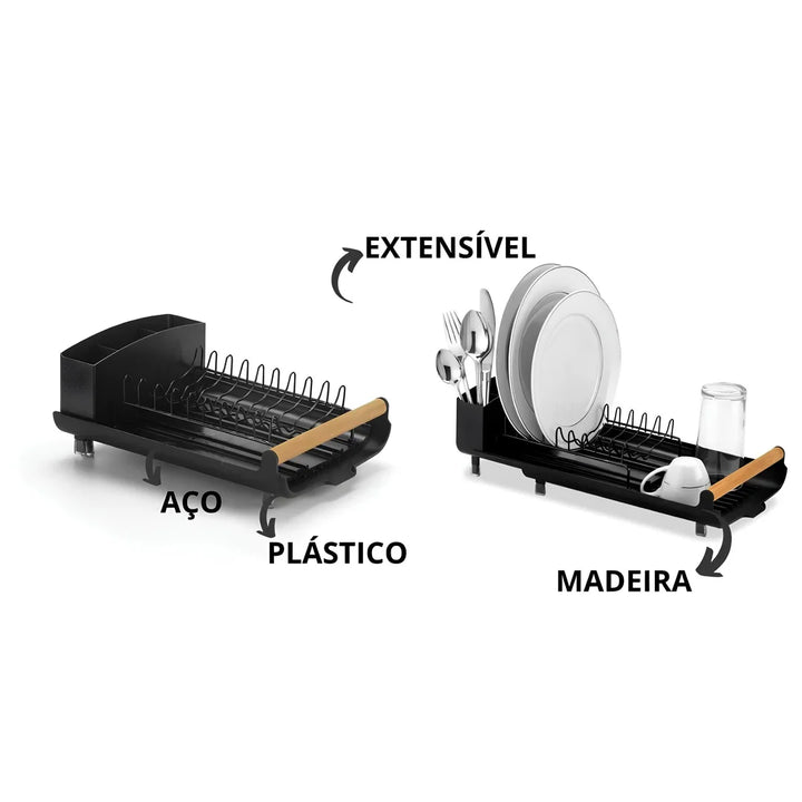 Escorredor de Louças Extensível para Pratos, Copos e Talheres | Prático e Compacto - Verona Decor - VERONA DECOR