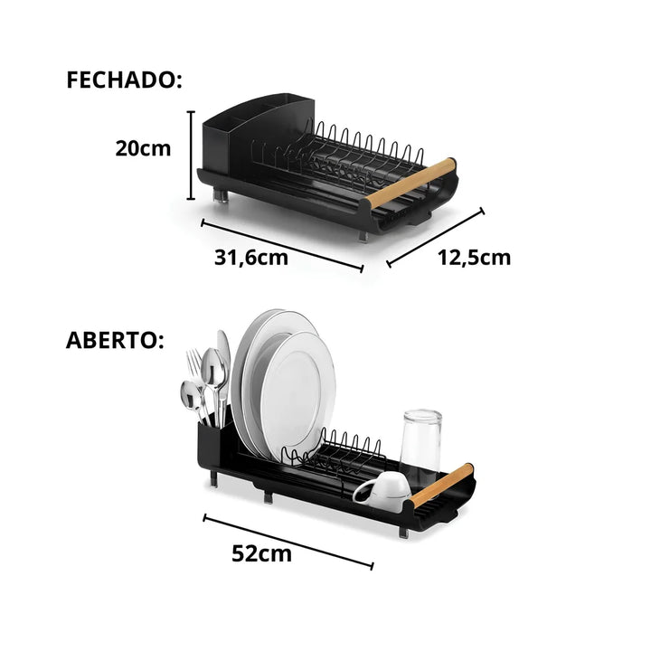 Escorredor de Louças Extensível para Pratos, Copos e Talheres | Prático e Compacto - Verona Decor - VERONA DECOR
